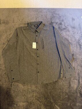 FLX NWT Button Down Shirt Mens XL Heather Gray Long Sleeve